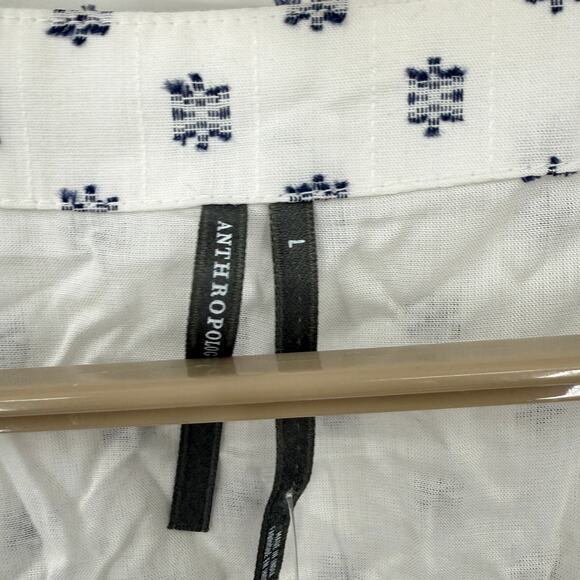 Anthropologie Katerina Button-Front Midi Dress White Blue Size Large NWT - Picture 8 of 8